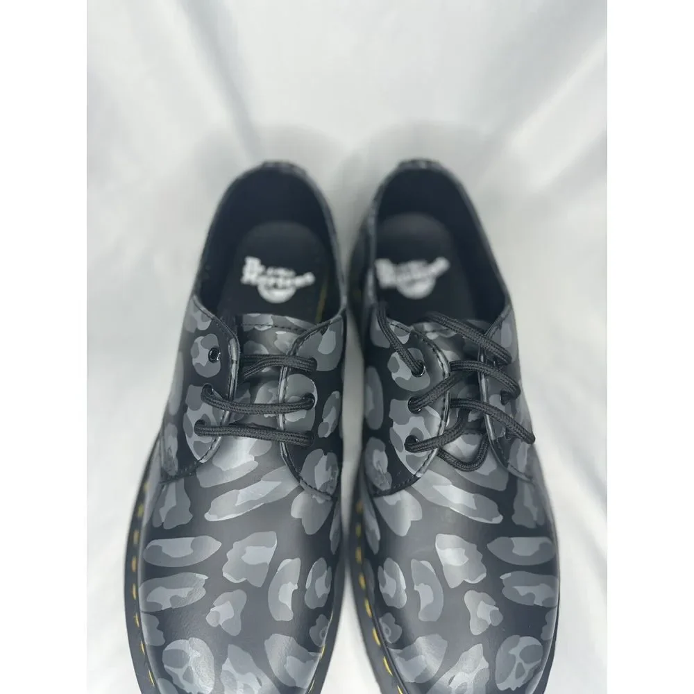 Doc Martens 1461 Skull‎ Leopard Print Oxfords Black Mens Size 8 / Womens Size 9